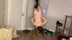 Young Barista Strips Nude On A Pole